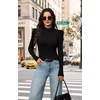 image:imageWIHOLL Long Sleeve Shirt for Women Puff Sleeve Knit Tops 2026 Crew Neck Casual Basic TShirtsBlack