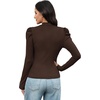 image:imageWIHOLL Long Sleeve Shirt for Women Puff Sleeve Knit Tops 2026 Crew Neck Casual Basic TShirtsBrown