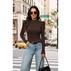 image:imageWIHOLL Long Sleeve Shirt for Women Puff Sleeve Knit Tops 2026 Crew Neck Casual Basic TShirtsBrown