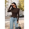 image:imageWIHOLL Long Sleeve Shirt for Women Puff Sleeve Knit Tops 2026 Crew Neck Casual Basic TShirtsBrown
