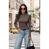image:imageWIHOLL Long Sleeve Shirt for Women Puff Sleeve Knit Tops 2026 Crew Neck Casual Basic TShirtsBrown Polka Dots