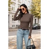 image:imageWIHOLL Long Sleeve Shirt for Women Puff Sleeve Knit Tops 2026 Crew Neck Casual Basic TShirtsBrown Polka Dots
