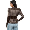 image:imageWIHOLL Long Sleeve Shirt for Women Puff Sleeve Knit Tops 2026 Crew Neck Casual Basic TShirtsBrown Polka Dots