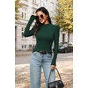 image:imageWIHOLL Long Sleeve Shirt for Women Puff Sleeve Knit Tops 2026 Crew Neck Casual Basic TShirtsGreen