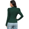 image:imageWIHOLL Long Sleeve Shirt for Women Puff Sleeve Knit Tops 2026 Crew Neck Casual Basic TShirtsGreen