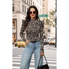 image:imageWIHOLL Long Sleeve Shirt for Women Puff Sleeve Knit Tops 2026 Crew Neck Casual Basic TShirtsLeopard Prin