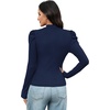 image:imageWIHOLL Long Sleeve Shirt for Women Puff Sleeve Knit Tops 2026 Crew Neck Casual Basic TShirtsNavy Blue