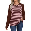 image:imageWIHOLL Long Sleeve Shirts for Women Crewneck Tops Fall Clothes Outfits 2026BrownPink