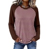 image:imageWIHOLL Long Sleeve Shirts for Women Crewneck Tops Fall Clothes Outfits 2026BrownPink