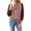 image:imageWIHOLL Long Sleeve Shirts for Women Crewneck Tops Fall Clothes Outfits 2026BrownPink