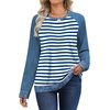 image:imageWIHOLL Long Sleeve Shirts for Women Crewneck Tops Fall Clothes Outfits 2026Imitation Denim Blue