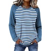 image:imageWIHOLL Long Sleeve Shirts for Women Crewneck Tops Fall Clothes Outfits 2026Imitation Denim Blue