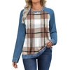 image:imageWIHOLL Long Sleeve Shirts for Women Crewneck Tops Fall Clothes Outfits 2026Plaid Khaki