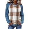 image:imageWIHOLL Long Sleeve Shirts for Women Crewneck Tops Fall Clothes Outfits 2026Plaid Khaki