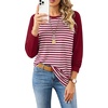 image:imageWIHOLL Long Sleeve Shirts for Women Crewneck Tops Fall Clothes Outfits 2026WineredWhite