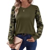 image:imageWIHOLL Long Sleeve Shirts for Women Fall Fashion Tops Trendy Color BlockArmy Green