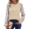 image:imageWIHOLL Long Sleeve Shirts for Women Fall Fashion Tops Trendy Color BlockBeige