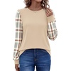 image:imageWIHOLL Long Sleeve Shirts for Women Fall Fashion Tops Trendy Color BlockBeige