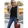 image:imageWIHOLL Long Sleeve Shirts for Women Fall Fashion Tops Trendy Color BlockBlack Beige