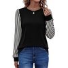 image:imageWIHOLL Long Sleeve Shirts for Women Fall Fashion Tops Trendy Color BlockBlack Beige