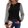 image:imageWIHOLL Long Sleeve Shirts for Women Fall Fashion Tops Trendy Color BlockBlack Beige