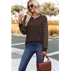 image:imageWIHOLL Long Sleeve Shirts for Women Fall Fashion Tops Trendy Color BlockBrown