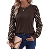 image:imageWIHOLL Long Sleeve Shirts for Women Fall Fashion Tops Trendy Color BlockBrown