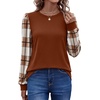 image:imageWIHOLL Long Sleeve Shirts for Women Fall Fashion Tops Trendy Color BlockCaramel