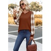 image:imageWIHOLL Long Sleeve Shirts for Women Fall Fashion Tops Trendy Color BlockCaramel