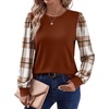 image:imageWIHOLL Long Sleeve Shirts for Women Fall Fashion Tops Trendy Color BlockCaramel