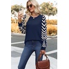 image:imageWIHOLL Long Sleeve Shirts for Women Fall Fashion Tops Trendy Color BlockDark Blue
