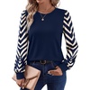 image:imageWIHOLL Long Sleeve Shirts for Women Fall Fashion Tops Trendy Color BlockDark Blue
