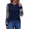 image:imageWIHOLL Long Sleeve Shirts for Women Fall Fashion Tops Trendy Color BlockDark Blue