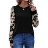 image:imageWIHOLL Long Sleeve Shirts for Women Fall Fashion Tops Trendy Color BlockFloral Black Tan