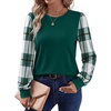 image:imageWIHOLL Long Sleeve Shirts for Women Fall Fashion Tops Trendy Color BlockGreen
