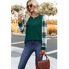 image:imageWIHOLL Long Sleeve Shirts for Women Fall Fashion Tops Trendy Color BlockGreen