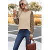 image:imageWIHOLL Long Sleeve Shirts for Women Fall Fashion Tops Trendy Color BlockKhaki