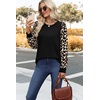 image:imageWIHOLL Long Sleeve Shirts for Women Fall Fashion Tops Trendy Color BlockLeopard Black
