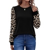 image:imageWIHOLL Long Sleeve Shirts for Women Fall Fashion Tops Trendy Color BlockLeopard Black