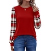 image:imageWIHOLL Long Sleeve Shirts for Women Fall Fashion Tops Trendy Color BlockRed