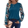 image:imageWIHOLL Long Sleeve Shirts for Women Fall Fashion Tops Trendy Color BlockTeal