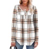 image:imageWIHOLL Long Sleeve Shirts for Women Fall Outfits 2025 Crewneck Casual Tunic Tops Trendy Blouses Fashion Clothing0casual Plaid