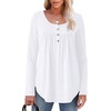 image:imageWIHOLL Long Sleeve Shirts for Women Fall Outfits 2025 Crewneck Casual Tunic Tops Trendy Blouses Fashion Clothing0white