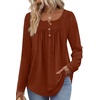 image:imageWIHOLL Long Sleeve Shirts for Women Fall Outfits 2025 Crewneck Casual Tunic Tops Trendy Blouses Fashion Clothing2caramel