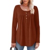 image:imageWIHOLL Long Sleeve Shirts for Women Fall Outfits 2025 Crewneck Casual Tunic Tops Trendy Blouses Fashion Clothing2caramel