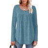 image:imageWIHOLL Long Sleeve Shirts for Women Fall Outfits 2025 Crewneck Casual Tunic Tops Trendy Blouses Fashion Clothing3teal