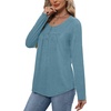 image:imageWIHOLL Long Sleeve Shirts for Women Fall Outfits 2025 Crewneck Casual Tunic Tops Trendy Blouses Fashion Clothing3teal