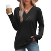 image:imageWIHOLL Long Sleeve Shirts for Women Fall Outfits V Neck T Shirts Button Down Tunic Tops Fashion Clothing0black