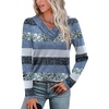 image:imageWIHOLL Long Sleeve Shirts for Women Fall Outfits V Neck T Shirts Button Down Tunic Tops Fashion Clothing0blue Stripes