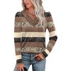 image:imageWIHOLL Long Sleeve Shirts for Women Fall Outfits V Neck T Shirts Button Down Tunic Tops Fashion Clothing0brown Stripe